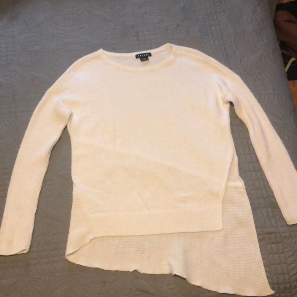 Nordstrom Trouve Asymmetrical White Sweater